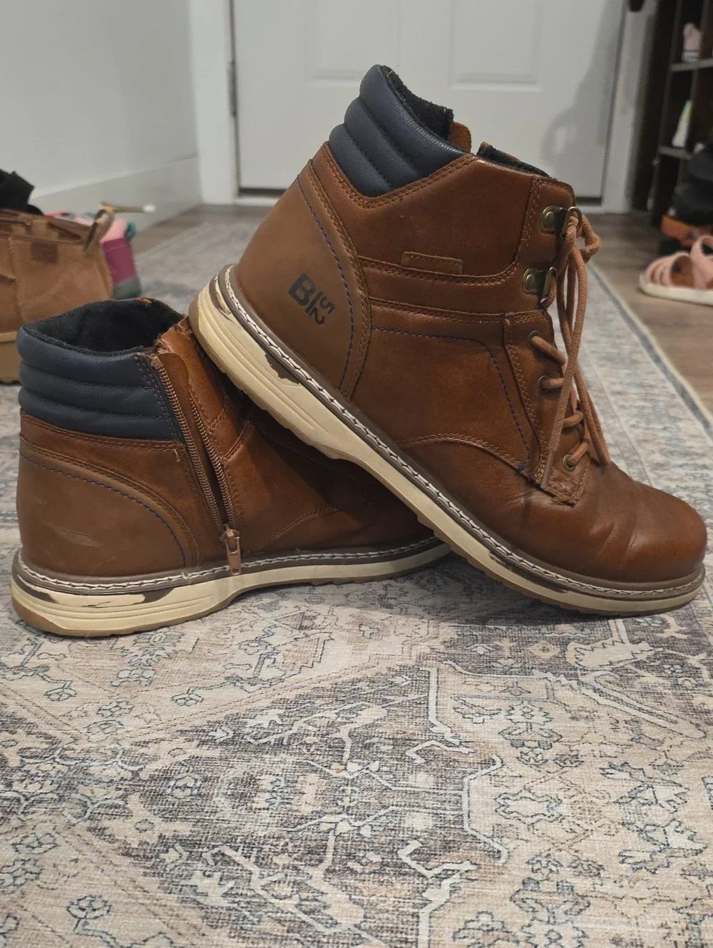 Brown Men's Leather Lace-Up Ankle Boots